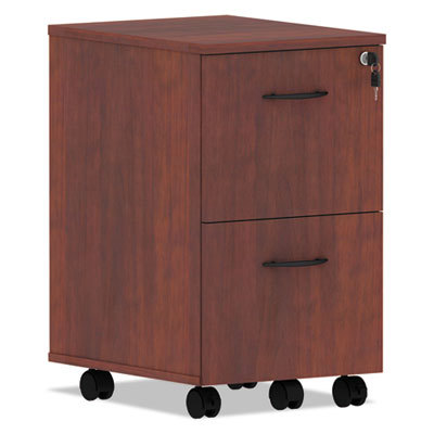 Alera Valencia Series Mobile Pedestal, Left Or Right, 2 Legal/letter-Size File Drawers, Medium Cherry, 15.38